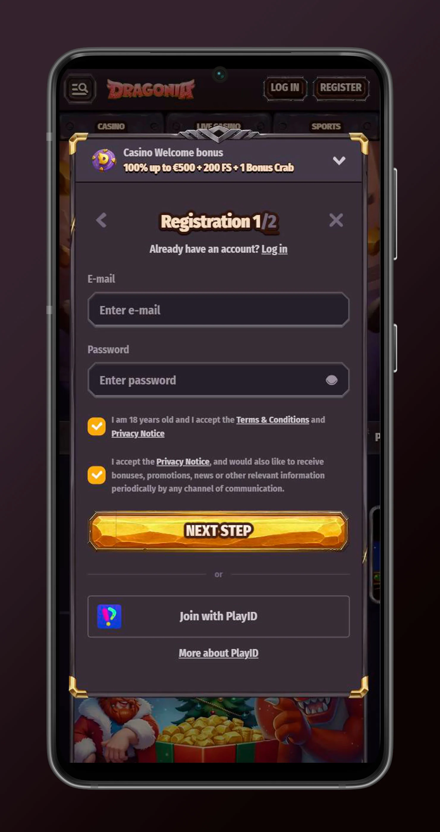 Registro dragonia casino mobile